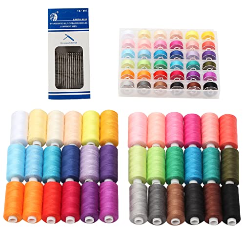 Windman 上糸と下糸セット 36色セット ミシン糸ボビンセット 糸付きボビンセット 縫い糸 ボビンセット ボビンボックス セット 家庭糸 手縫い針付き 刺しゅう用下糸 手縫い糸セット 家庭ミシン用糸 ソーイング糸 刺繍 DIY 縫製糸
