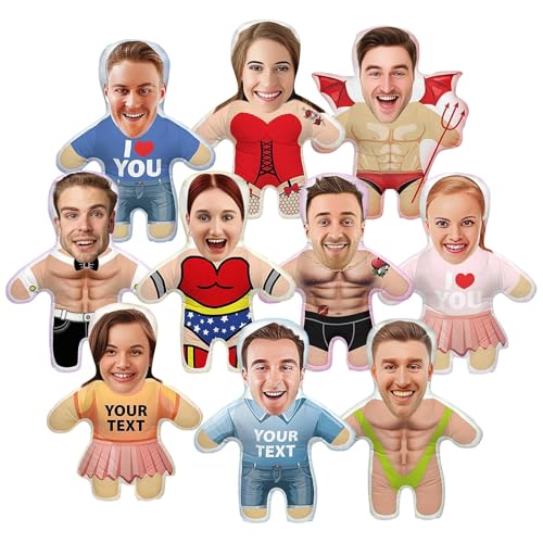 Personalisiertes 3D Person Menschenform Kissen, Lustiges Kissen mit Foto Bedrucken Lassen, 20cm Gesicht Bedruckt 3D Körper Kissen mit Bild Selbst...