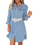 luvamia Denim Dresses for Women 2025 Casual Country Concert Dress Chambray Blue Dress Women's Casual Short Dresses for Women 2025 Fall Dresses for Women 2025 Wedding Guest Size Small Size 4 6