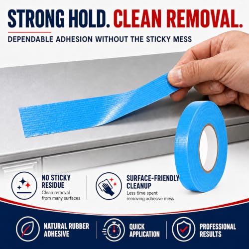Image of GGR Supplies CDT-36 Industrial Grade Cloth Duct Tape, Sky Blue 1 /2 Inch x 60 Yards, Waterproof UV Resistant Heavy Duty, Clean Removal with No Sticky Residue for Repairs, Packaging, and Bundling
