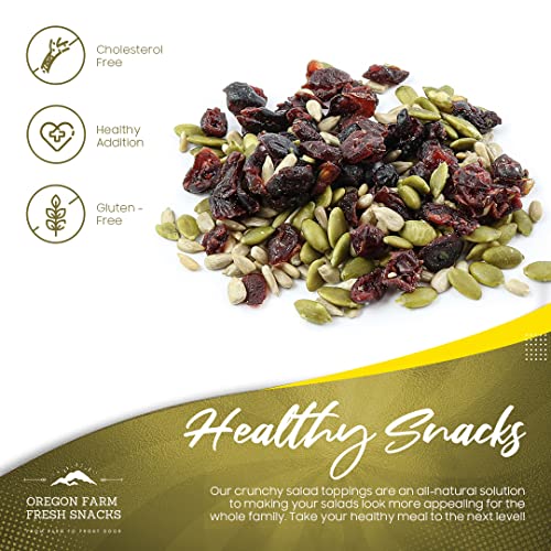 Oregon Farm Fresh Snacks Salad Toppers – All-Natural Salad Topper Seeds and Cranberries – Delicious and Healthy Salad Seeds – Non-Gluten Salad Toppers Seeds – Tasty Salad Ingredients – 22oz