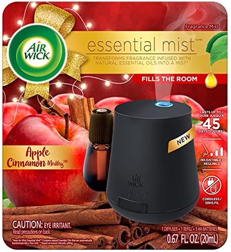 Air Wick Essential Mist, Essential Oils Diffuser, (Diffuser + 1 Refill), Apple Cinnamon Medley, Fall scent, Fall spray, Air Freshener, Packaging May Vary Air Wick Essential Mist, Essential Oils Diffuser, (Diffuser + 1 Refill), Apple Cinnamon Medley, Fall scent, Fall spray, Air Freshener, Packaging May Vary