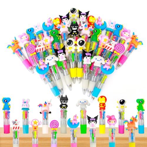 lttorjf 30 Bolígrafo Multicolor, 4 en 1 boligrafos bonitos Animales RetráCtiles, detalles cumpleaños niños, regalos cumpleaños niños colegio Bolígrafos Divertidos para Fiestas Infantiles