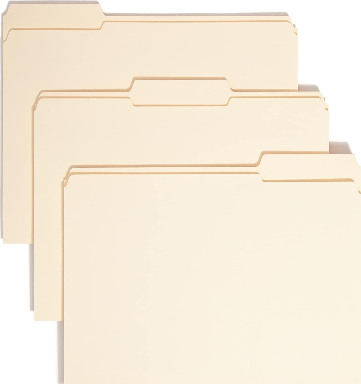Smead File Folders Letter Size, Reinforced 1/3-Cut Tab, Assorted Positions, Letter Size, Manila Folders 8.5 x 11, 100 per Box (10334)