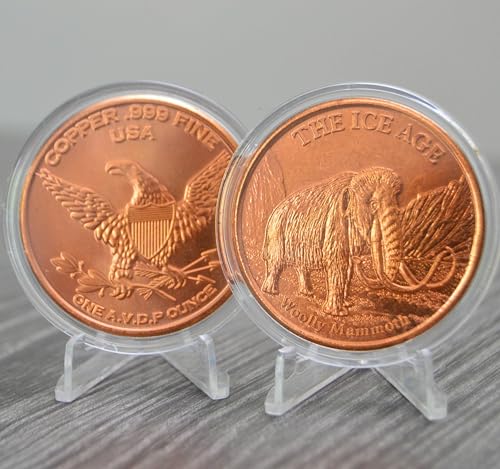 Ice Age Woolly Mammoth 1 oz Pure .999 Copper Round Bullion Coin in Capsule - COA by Heavenly Metals