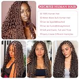 Human Braiding Hair 2 Bundle Water Wave Human Hair for Boho Braids Chocolate Brown Brazilian Virgin Curly Human Hair for Knotless Braids No Weft Boho Knotless Braids Bulk (24 inch/100g)
