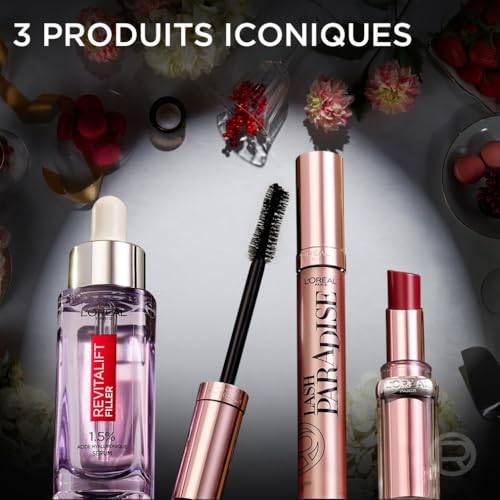 ’Oréal Paris Coffret Cadeau Luxe 3 Produits Soin & Maquillage Sérum Repulpant Revitalift Filler Mascara Lash Paradise Baume à Lèvres Glow Paradise Édition limitée - vue 5
