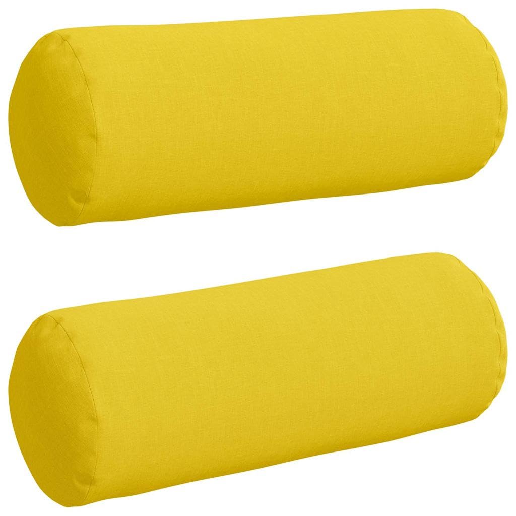 2er Set Nackenrollen Hellgelb Ø 25 x 70 cm Dekokissen aus Stoff mit Polyesterfüllung, Moderne Stützkissen für Sofa und Bett, Waschbare Zierkissen mit Reißverschluss für Wohnzimmer