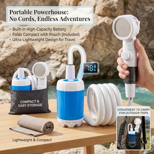 Douche de camping rechargeable pour solutionner le manque d'eau en voyage