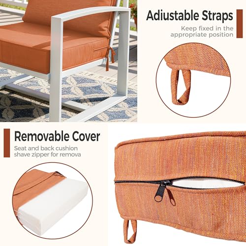 Image of Art Leon 24 x 24 Outdoor Seat Cushion 30D High Density Foam Patio Chair Cushions with Non-Slip Backing Patio Cushions for Patio Furniture Porch Swing Garden Bench Camping Stadium Orange