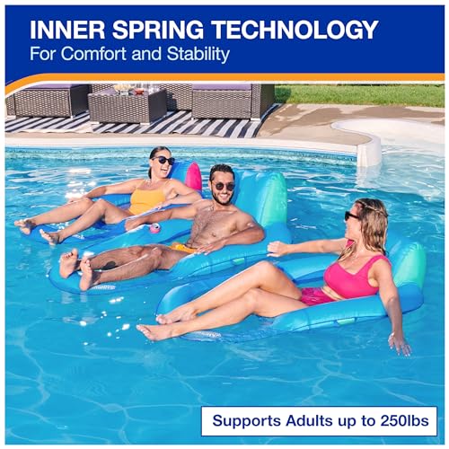 SwimWays Spring Float Premium Recliner Pool Lounger, Inflatable Pool Floats Adult with Fast Inflation for Ages 15 & Up, Sky Blue by SwimWays - Image 4