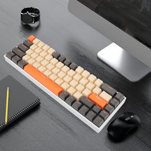 Emoshayoga Przewodowa Klawiatura Mechaniczna z 68 Klawiszami Czerwony Przełącznik Ergonomiczny Podświetlany RGB do Użytku Biurowego i Domowego Kompaktowa Konstrukcja