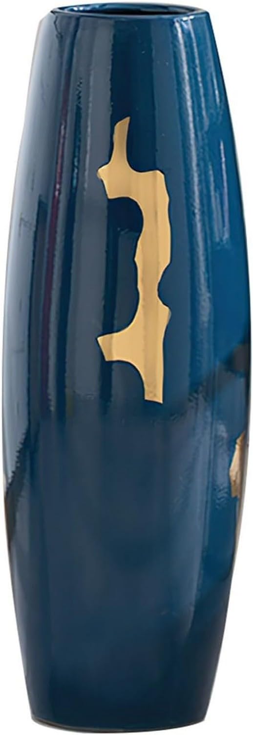 asdchZen Vase Ceramic Flower Vase Tall Floor Vase, Handmade Large Blue Floor Vase For Decorative Branches And Dried Flowers, Home, Living Room, Kitchen, Bedroom,60X20Cm,60x20cm