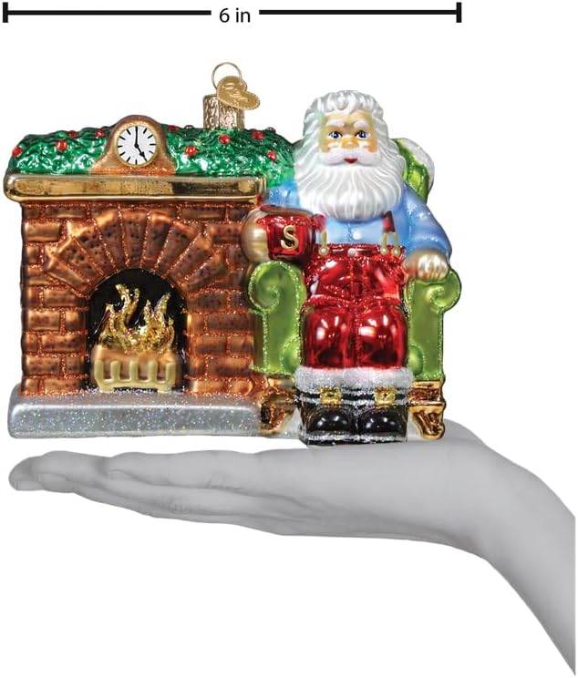 Old World Christmas Santa at Hearth Glass Hanging Ornament
