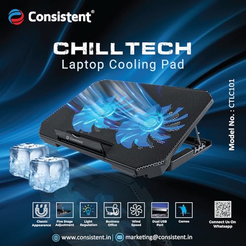 Consistent Laptop Cooling Pad Chilltech with 2 RGB Fan Silent Cooling Fan - Image 2