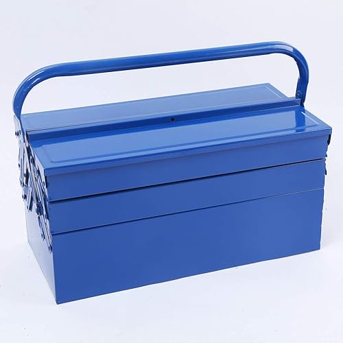 Rhegene Caja de herramientas de acero voladizo portátil azul de 16,5 pulgadas con la bandeja de 5 de la mano