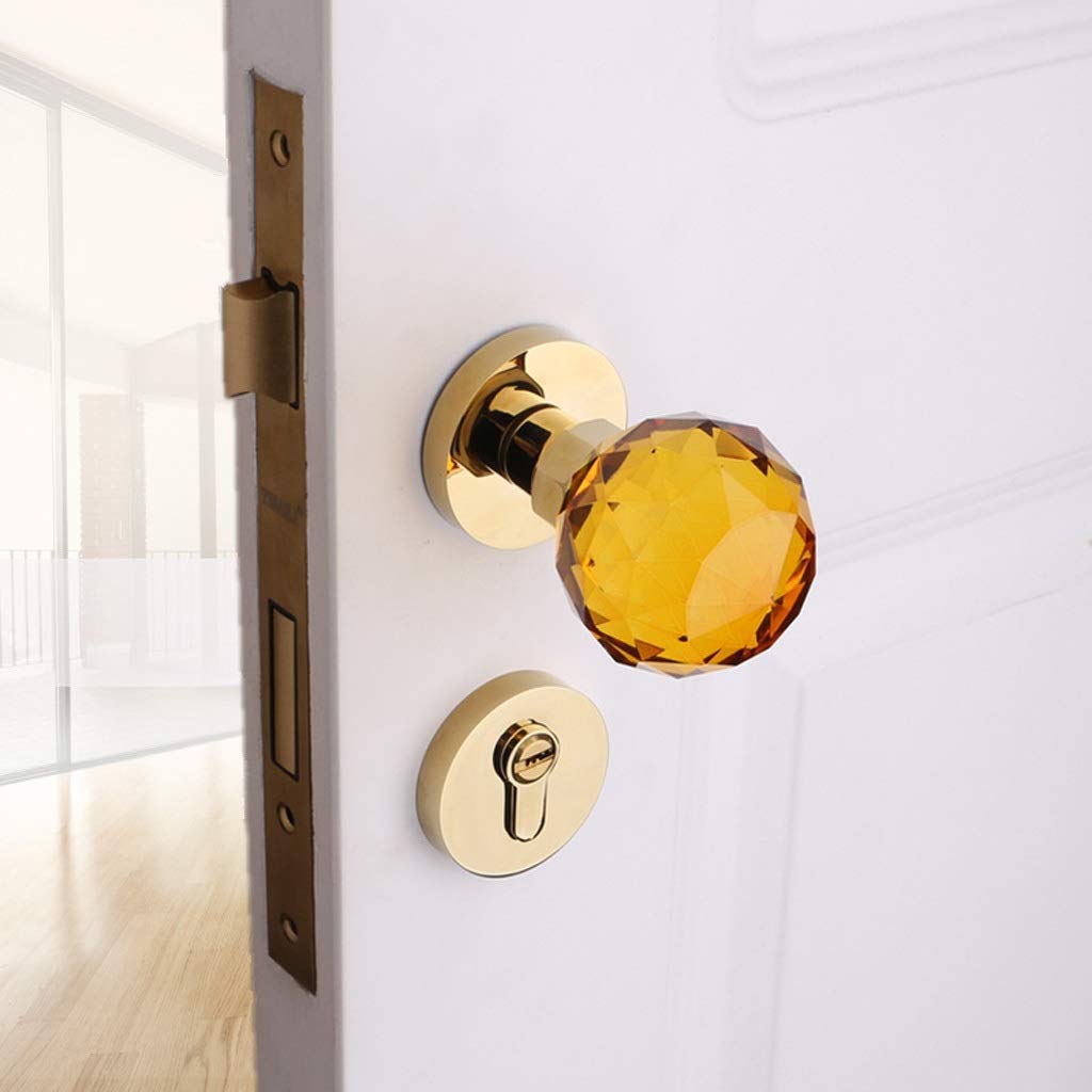 Bouton de porte en laiton et cristal forme diamant pour un salon de standing