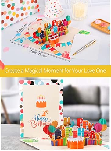 Birthday Card, Musical Birthday Cards with Light and Music, Blowable Candle 3D Birthday Pop Up Card, Blow Out LED Light Candle and Play Happy Birthday Music Greeting Card for Men or Women