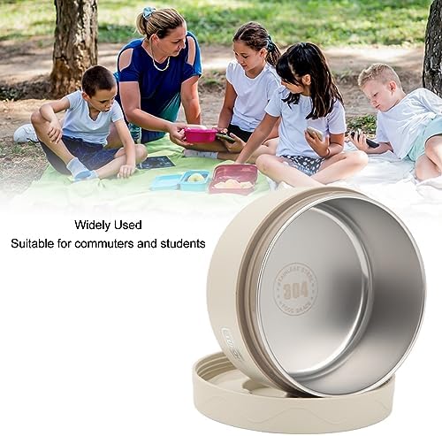 TOPINCN 440ml Food Warm Lunch Container, Stainless Steel Thermal Lunch Container Portable Thermal Cooking Pot Double Layer Box Round Shape Food Container for Office (Microwave - Image 6