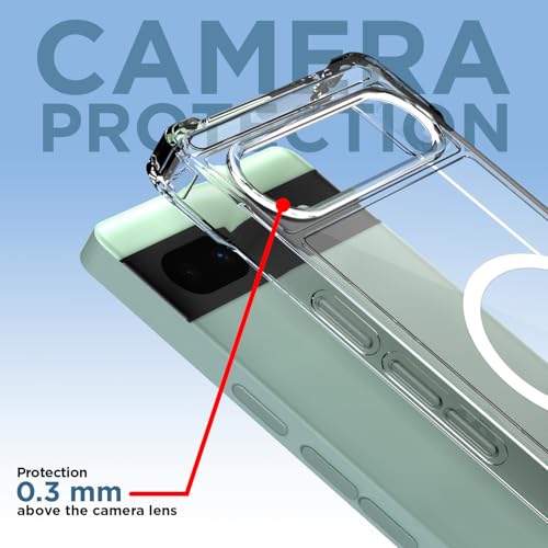 Image of Amazon Basics Back Cover for Google Pixel 6A 5G Mag-Safe Shockproof PC + TPU Protective Case Magnetic Support Bumper Case (Transparent Mag-Safe)