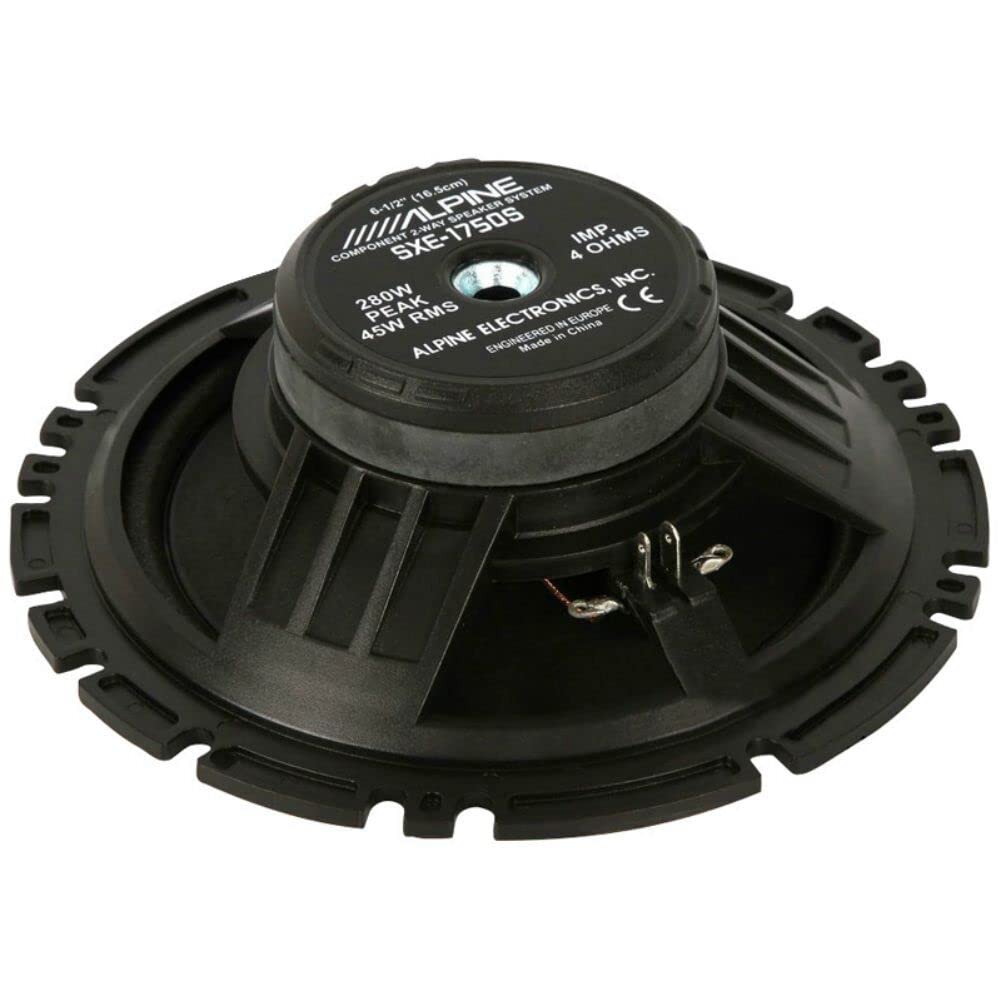 1 Alpine SXE-1750S Kit de 2 vías 6,5" 16,5 cm Altavoces 45 Watt RMS 280 Watt MAX con Woofer, Tweeter de Puerta de Coche, Kit de par con Accesorios gratuitos y Adhesivos Personalizados