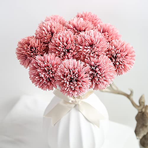 Ipopu Silk Flower Arrangements, 12Pcs Artificial Chrysanthemum Flower Balls For Centerpieces Aesthetic Room Decor Baby Shower Garden Wreath Home Decor (Bean) #TOP1
