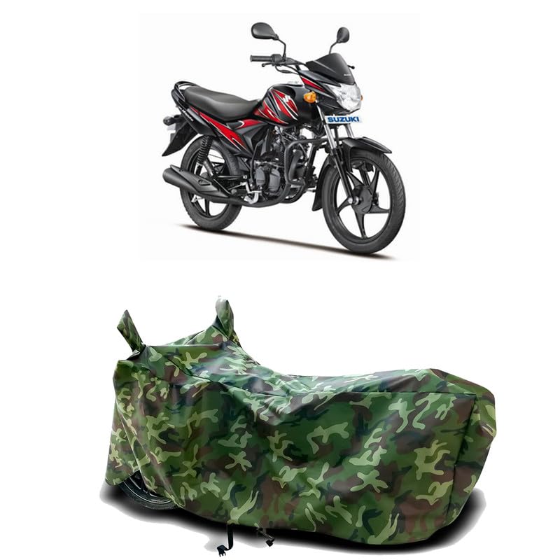 Image of DUFFEL-100% Heat Protection Two Wheeler Bike /Scooty Body Cover for Suzuki Hayate BS6 Water Resistance /UV-Rays /Birds Dropping /Scratchproof /Dust Proof /Waterproof[Green Jungle Print]
