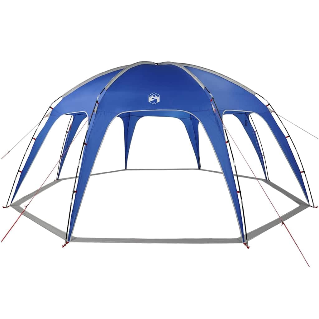 Partyzelt Azurblau Wasserdicht aus Polyester mit PU-Beschichtung 525x525x, Fiberglasgestänge, mit Heringen und Abspannseilen, ideal für Familie Camping, Outdoor Festival