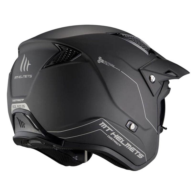 Casco MT District SV Solid Negro Mate | Casco de Moto Jet Trial | Helmets Unisex Hombre y Mujer