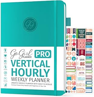 GoGirl Planner PRO Schedule - Undated Planner with Hourly Time Slots, Monthly, Weekly & Daily Organizer, Appointment Book for time Management, 18 x 25.5cm, Hardcover, Lasts 1 Year - Rose Gold