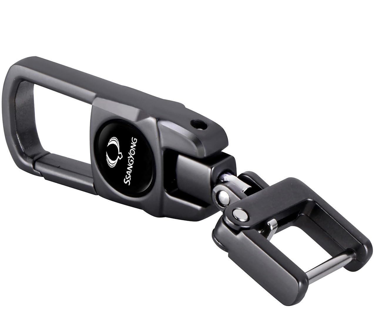 NIVIZEN Heavy Duty Metal Car Keychain Compatible for SsangYong Rexton | 360° Rotating Spring Lock Fob Key Accessories | Durable Rust-Free Gun Metal Black Key Holder | Stylish Car Key Ring-picture-15