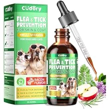 Oral Flea & Tick Prevention for Dogs and Cats, Natural Flea and Tick Defense Drops with Multivitamin for Pets - Supports Healthy Skin & Coat - Flea Herbal Drops All Breeds and Sizes - Bacon Flavor