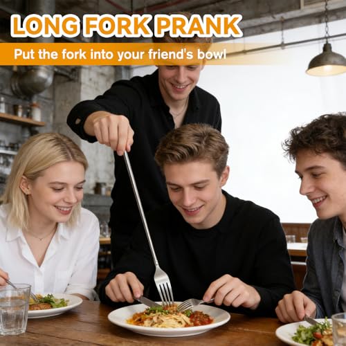 JJUNW 2 Stück Teleskopgabel, Ausziehbare Gabel Löffel, Edelstahl Teleskopgabel mit Langem Griff Edelstahl Teleskoplöffel Besteck Lange Griff Ausziehbar für BBQ Toasten Abendessen Obst Dessert (Gabel)