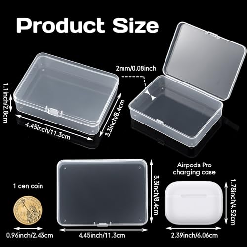 Image of SATINIOR 300 Packs Clear Small Plastic Containers 4.45 X 3.3 X 1.18 Inches Transparent Storage Box with Hinged Lid in Bulk for Jewelry Hardware Crafts Small Items