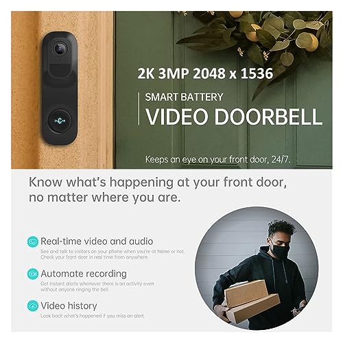 Alarma inteligente contra sabotaje con timbre con video de 160 grados y soporte angular 7
