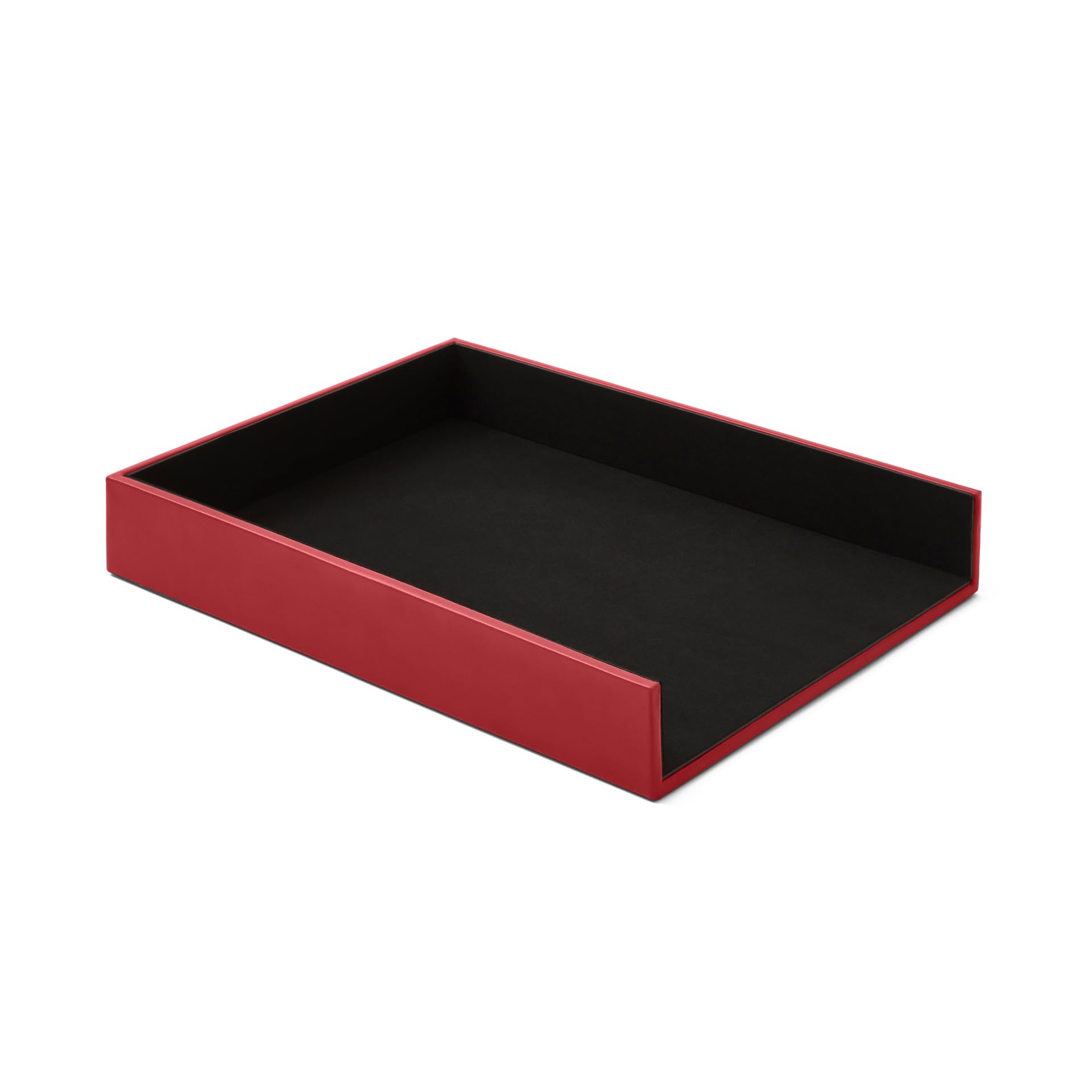 Eglooh - Minerva - Paper Tray for Desk and Office Leather Vivid Red - A4 Document Tray, Letter Organiser - cm 32 x 24,2 x H.5 - Entirely Made in Italy