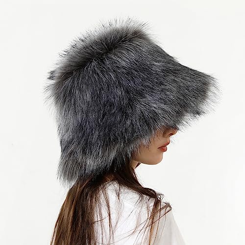 Elegant Faux Fur Fluffy Winter Hat for Women Warm Insulated Headwear Cold Weather Outdoor Oversized Full Face Framing4