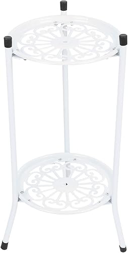 Soporte de metal para plantas de 2 niveles, soporte para macetas, estante de exhibición para decoración del hogar, jardín, soporte para plantas de