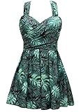 COCOPEAR Women's Elegant Crossover One Piece Swimdress Floral Skirted Swimsuit(FBA) Floral 96 2XL/14-16