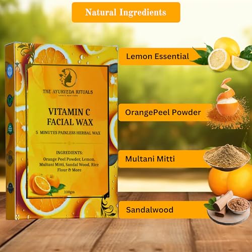 Image of Vitamin C Facial Wax Powder - 5 Minutes Painless Natural Herbal Facial Hair Removal Wax Powder For Women | Organic Waxing Hair Remover Powder, No chemicals - No Irritation, No Skin rashes for Women & Girls - 100g