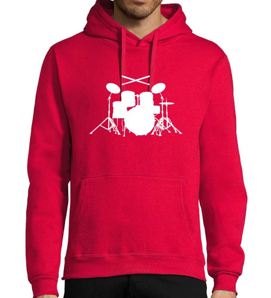 Perkusja z patyczkami męska bluza z kapturem, czerwony, 4XL
