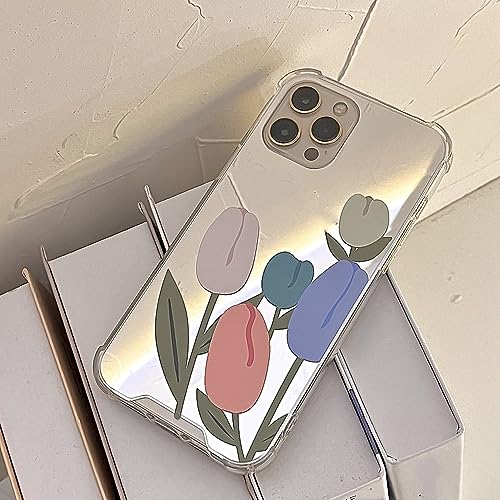 Coque de téléphone miroir fleur antichoc iPhone 13 12 11 Pro Max X