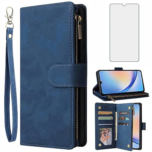 Étui rabat Samsung A34 5G anti-chute avec film en verre trempé robuste de marque Asuwish