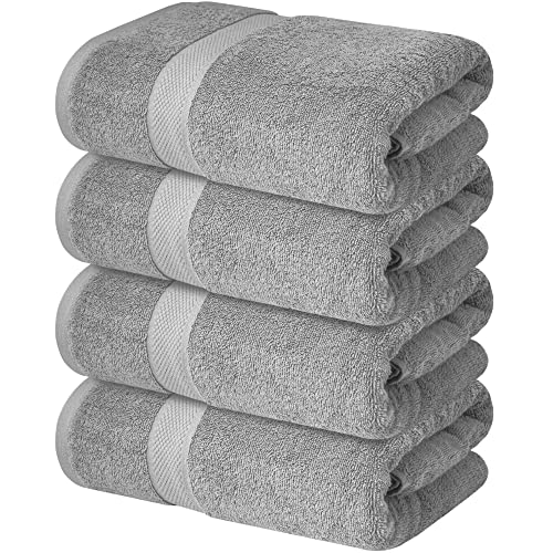 Infinitee Xclusives Premium Bath Towels Set Pack Of 4-100% Ring Spun Cotton Towels - Grey Bath Towels 27 X 54 - Soft Feel, Quick Dry, Highly Absorbent Durable Towels, Perfect For Daily Use #TOP19