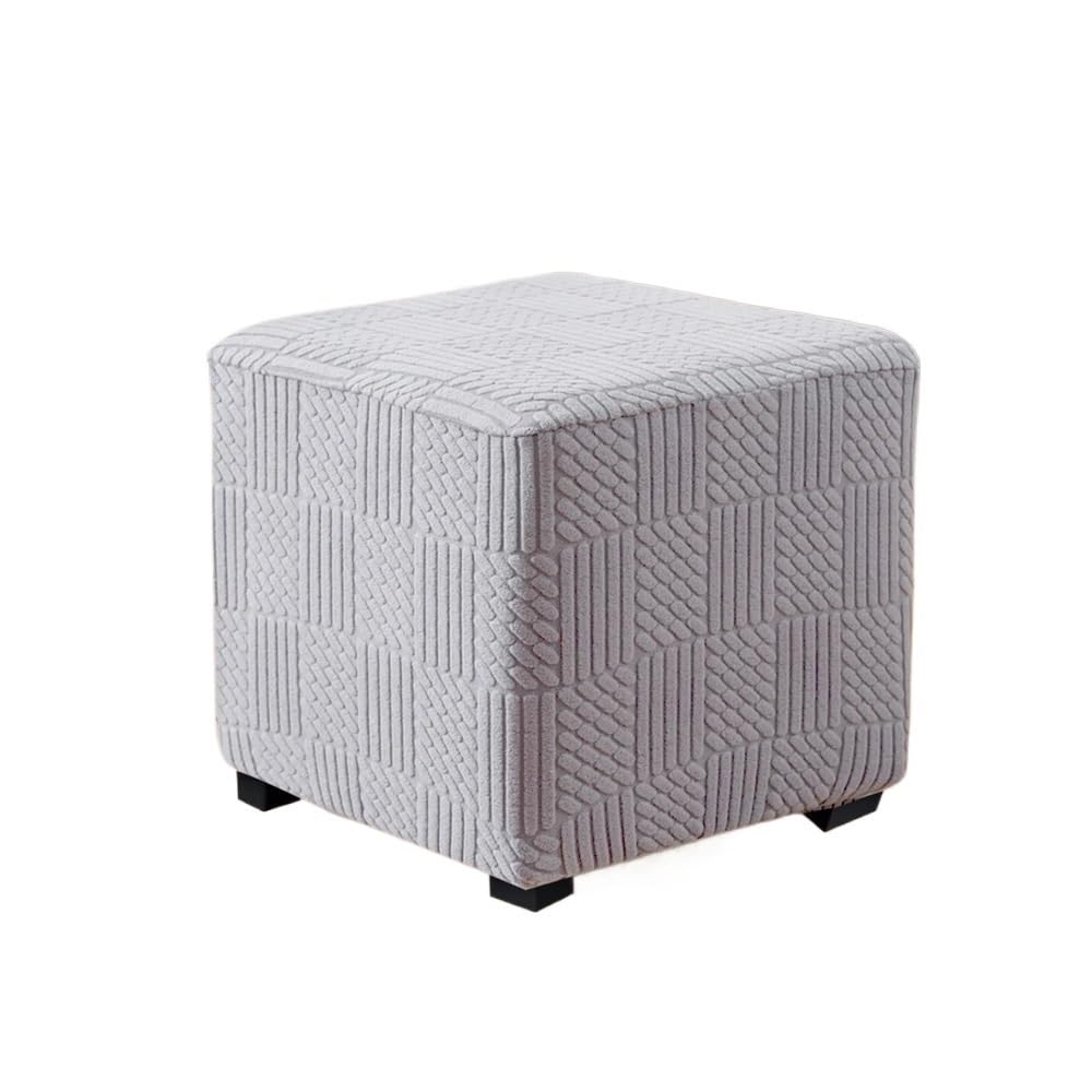 KUYCCSTRESI Square Jacquard Stool Cover Anti Slip Detachable Footstool Cover(Light Grey,L)