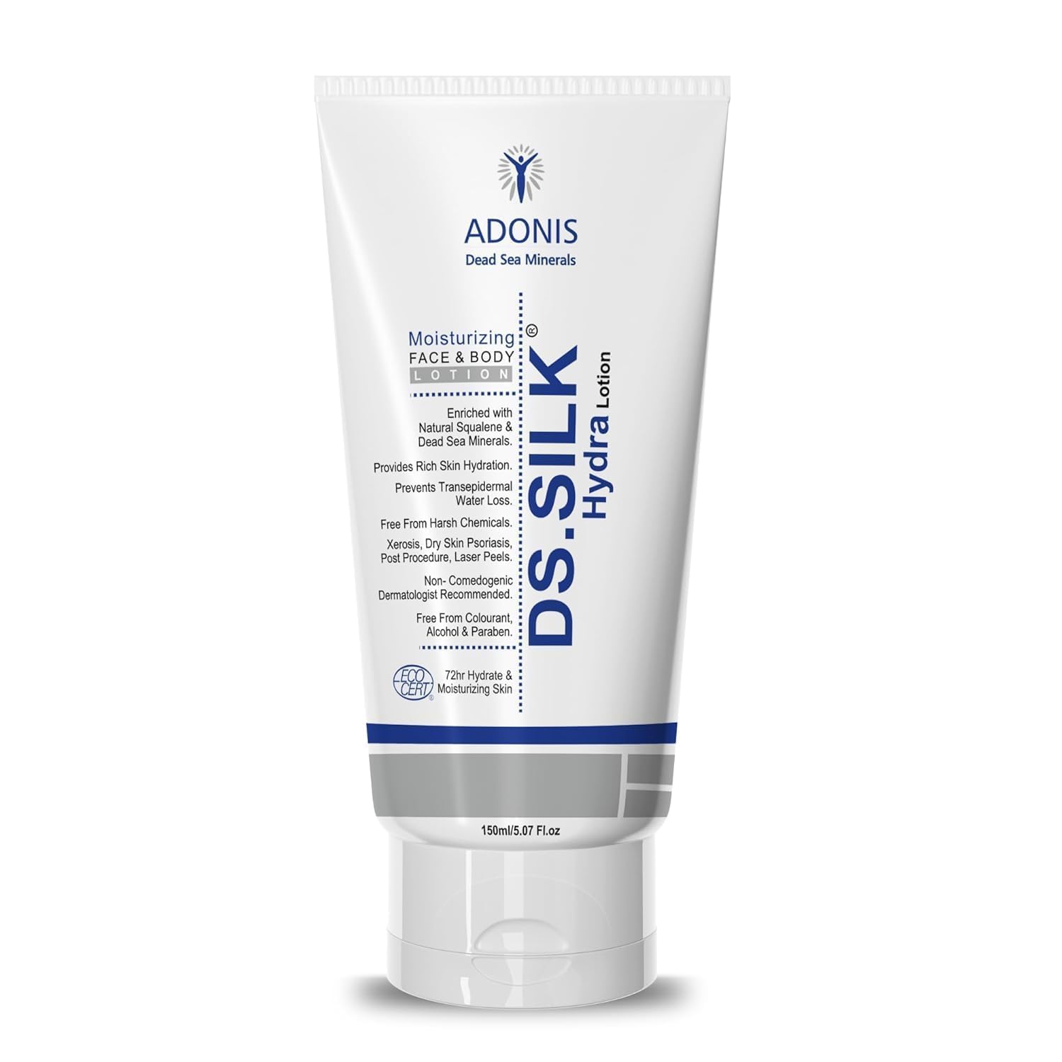 Dead Sea Minerals D.S. SILK Hydra Lotion for Face & Body | Moisturizing Lotion with Natural Squalene & Dead Sea Minerals | Deep Hydration for Dry Skin | Non-Comedogenic | Paraben & Alcohol Free | 150ml-image-0