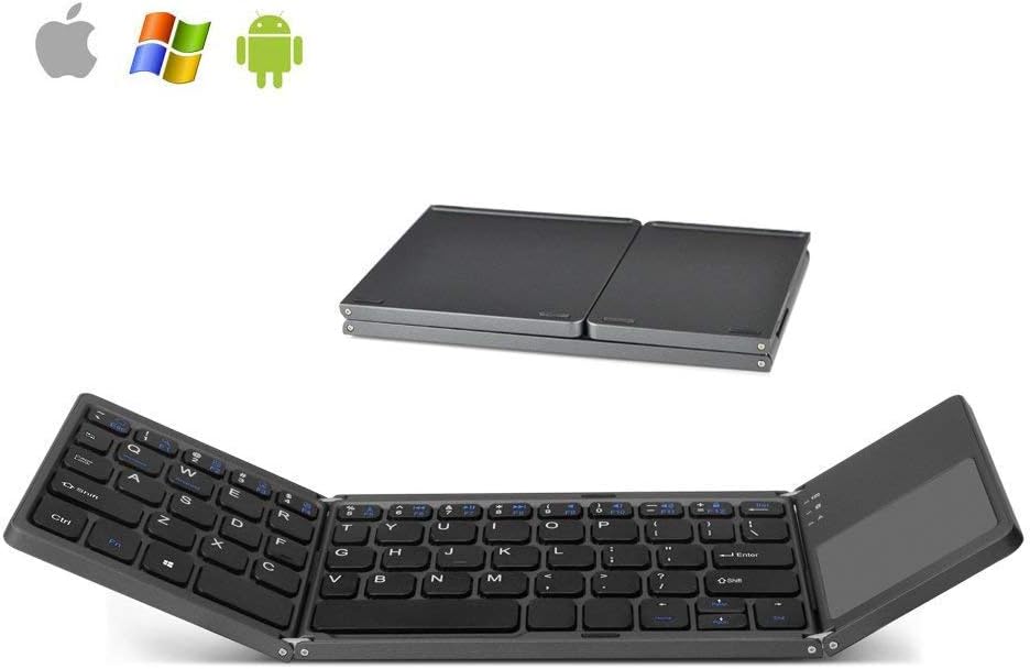 KB31 Foldable Wireless Keyboard & Touchpad Mini Pocket Size for iOS/iPad/iPhone, Android, Windows, PC, Tablet, Smartphone, Apple TV, PS4 & Other Devices w/Bluetooth, Rechargeable Portable