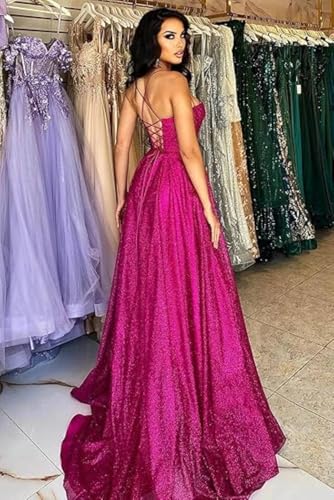 Sparkly Tulle Prom Dress Long Ball Gown Sequin Corset Formal Evening Gown with Slit for Women 20253