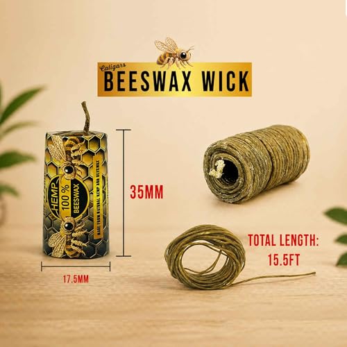 Cordón de fibra con cera de abejas natural - Rollo de mecha 15.5 ft, pack de 4 miniatura 2