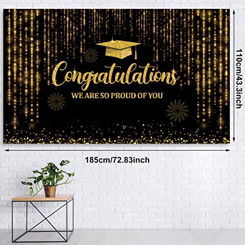Moukeren 2026 Graduation Decorations Congratulation Party Supplies Congrats Grad Decor Class of 2026 Party Decor Graduation Balloon for Outdoor Indoor Home School Grad(Black, Gold) by Moukeren - Image 4